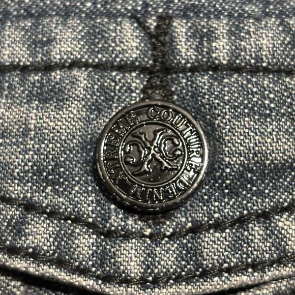 Xtreme Couture Jeans 30 x 32 Y2K Biker Embroidered Flip Pockets Straight Leg - Picture 7 of 16